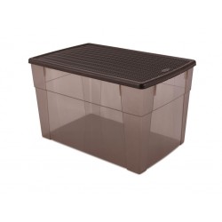 Scatola Contenitore trasparente Elegance Box multiuso XXL HIGH Moka cm. 59x39x35h. lt. 62