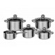 SET 5 PENTOLE INOX CON 4 COPERCHI INOX SILVER CON FONDO INDUZIONE