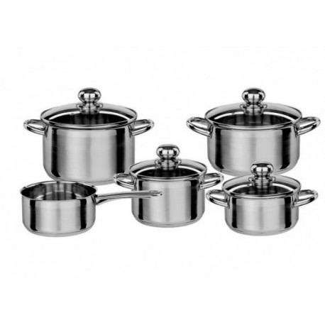 SET 5 PENTOLE INOX CON 4 COPERCHI INOX SILVER CON FONDO INDUZIONE