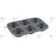 Teglia per stampo 6 muffin in Alluminio Pressofuso Nero cm. 32x22x4