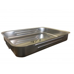 TEGLIA RETTANGOLARE IN ACCIAIO INOX PESANTE CON MANIGLIE PER CATERING CM. 45x32x7,5h