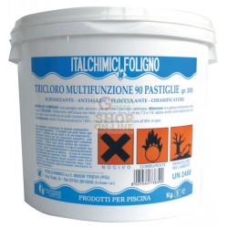 TRICLORO IN PASTIGLIE DA GR. 200 PER PISCINE TRIPLEX KG. 25