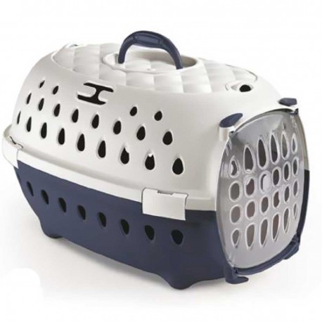 TRASPORTINO PER CANI TRAVEL CHIC BIANCO BLU NAVE cm. 50x34,5x32h.