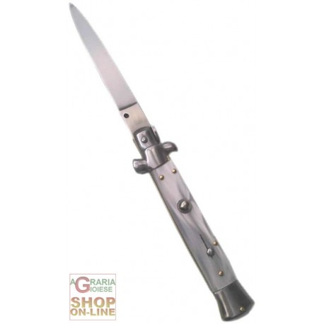 COLTELLO A SCATTO LAMA INOX MANICO PERLA CM. 18