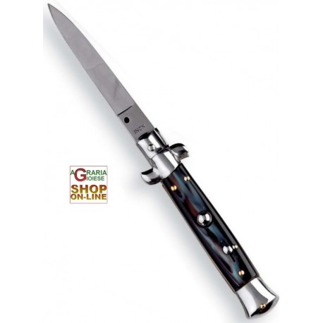 COLTELLO A SCATTO MANICO FINTO CORNO CM. 27