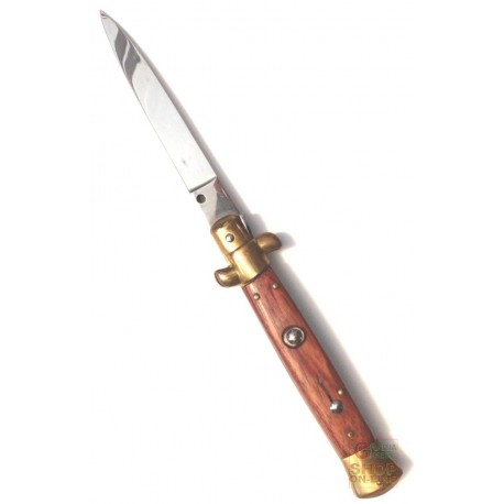 COLTELLO A SCATTO TASCA MANICO IN PALISSANDRO OTTONE CM. 18