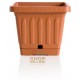 VASO IN PLASTICA QUADRATO BAMA TERRACOTTA CON SOTTOVASO CM. 30 X30