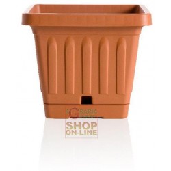 VASO IN PLASTICA QUADRATO BAMA TERRACOTTA CON SOTTOVASO CM. 30 X30