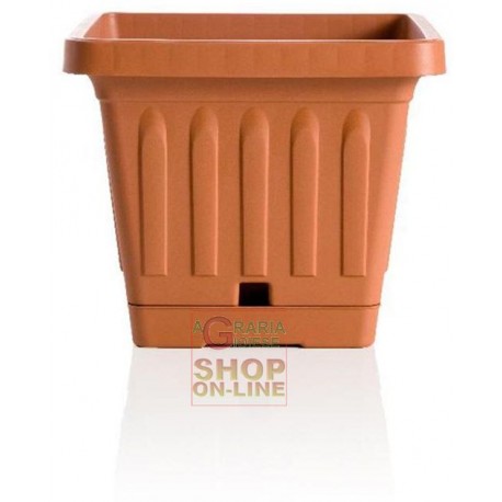 VASO IN PLASTICA QUADRATO BAMA TERRACOTTA CON SOTTOVASO CM. 30 X30