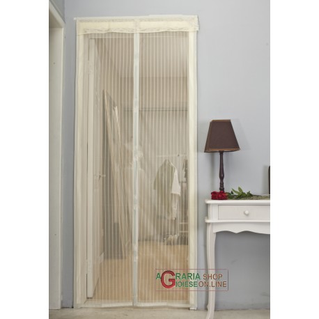 ZANZARIERA A STRISCE MAGNETICA 2 BANDELLE BIANCA CM. 140x245h. RIDUCIBILE