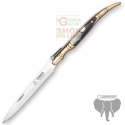 CUDEMAN COLTELLO STILETTO CHIUDIBILE MANICO IN CORNO DI TORO LAMA INOX CM. 10