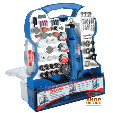 DRILLMAX MINITRAPANO SMERIGLIATRICE SET DA 158 PZ. WATT 130