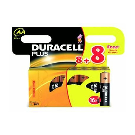 DURACELL PILE STILO 8+8 MN PLUS 16 BATTERIE