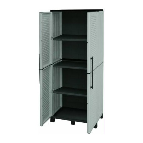 ARMADIO IN RESINA GRIGIO 2 PORTE 3 RIPIANI ALTO CM. 70X39X172