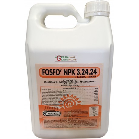 FERTENIA FOSFO NPK 3.24.24 CONCIME FOSFITO LIQUIDO KG. 6