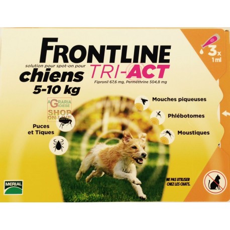 FRONTLINE ANTIPARASSITARIO PULCI ZECCHE TRI-ACT 5 - 10 KG.