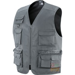 GILET COTONE POLIESTERE MULTITASCHE  COLORE GRIGIO  TG  M L XL XXL