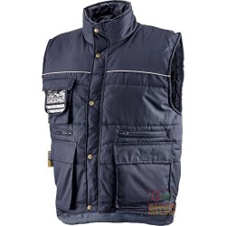 GILET COTONE POLIESTERE MULTITASCHE IMBOTTITO  CON PORTABADGE  COLORE BLU  TG  S M L XL XXL XXXL