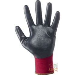 GUANTI IN NYLON CALIBRO 18 RICOPERTI IN SCHIUMA DI NITRILE NERA  COLORE BORDEAUX  TG  8 9 10