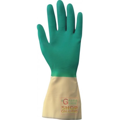 GUANTO GOMMA BICOLORE GIALLO VERDE TG S M L XL