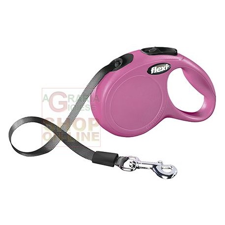 GUINZAGLIO AUTOMATICO FLEXI NEW CLASSIC A FETTUCCIA ROSA KG. 12