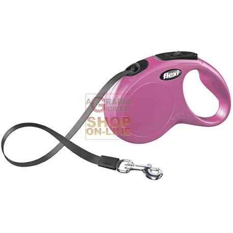 GUINZAGLIO AUTOMATICO FLEXI NEW CLASSIC A FETTUCCIA ROSA KG. 15