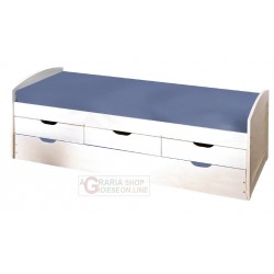 LETTO CON CASSETTI CONTENITORE E SECONDO LETTO INFERIORE AD ESTRAZIONE CM. 98x195x63H